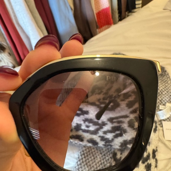 Prada Black and Gold Women's Sunglasses - Picture 8 of 9